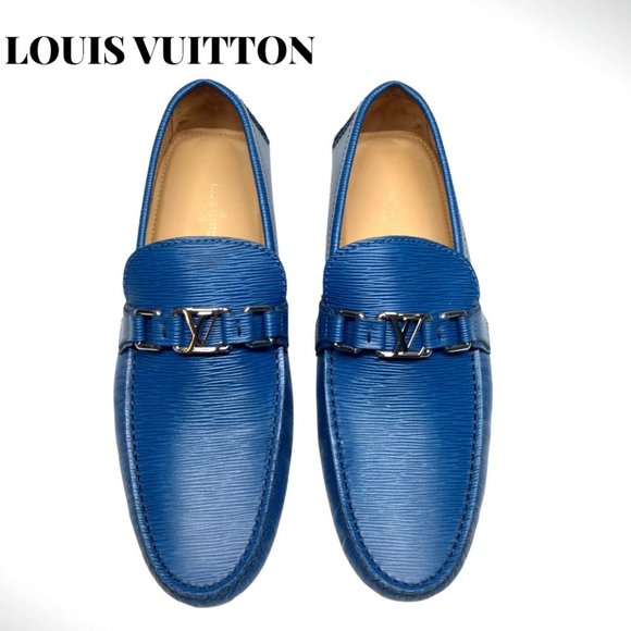 Louis Vuitton Blue Epi Leather Hockenheim Slip On Loafers Size 9 M - Picture 2 of 7